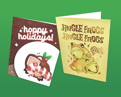 2024 Holiday Greetings Cards - Gingerbread and Jingle Frogs